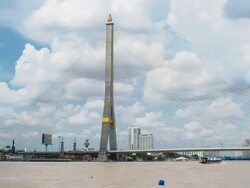 Rama8 Bridge in Bangkok, Thailand Stock Footage
