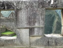 WS  Stone wall at Temple of three windows / Machu Picchu, Peru  Stock Footage