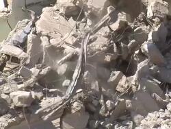 CU Bulldozer moving debris / Saarburg, Rhineland-Palatinate, Germany Stock Footage