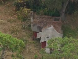 MS AERIAL View of Old African Baptist Church ruins / Georgia, United States Stock Footage