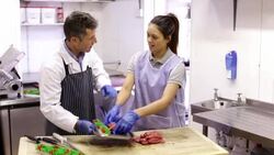 Apprentice Butcher Stock Footage