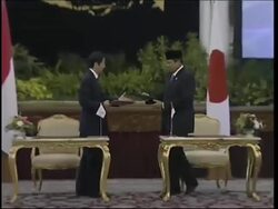 Prime Minister Abe news conference after meeting Yudhoyono News Clip