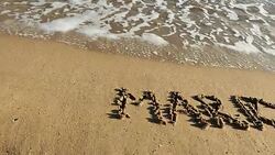 MARRY ME! on beach Stock Footage