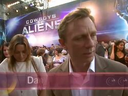 EVENT CAPSULE REPORTER/CHYRON: Cowboys & Aliens UK Premiere 08/11/2011 Cowboys & Aliens UK Premiere (Footage by WireImage Video/Getty Images) Stock Footage