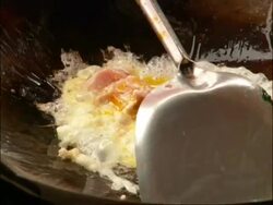 CU food being cooked on boat at Floating Market, Bangkok, Thailand Stock Footage