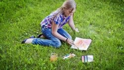Girl on the grass Stock Footage
