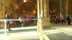Visitors walking into the Natural History Museum News Clip