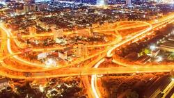 Time-Lapse of Highway at dusk Panning Stock Footage