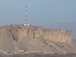 WS View of communication tower / Musa Qala, Helmand Province, Afghanistan. Stock Footage