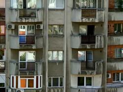 MS TU View of Apartment building / Bucharest, Romania Stock Footage