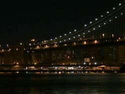 Manhattan Bridge with Empire State Building Stock Footage