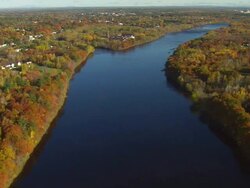 WS ARIEAL View of Meandering Penobscot river / Maine, United States Stock Footage