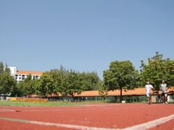 Couple running in sport track Stock Footage