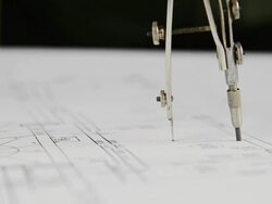 Architect Working on Blue Print Stock Footage