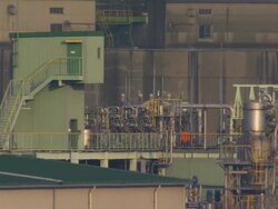 MS Shot of polluted factories / Japan Stock Footage