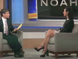 George Stephanopoulos & Jennifer Connelly (Noah) on the set of the Good Morning America show Stock Footage
