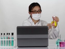 Scientist researching at laboratory Stock Footage