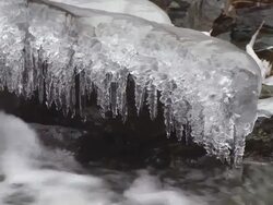 CU Ice formation on stream in spring  / Madoc, Ontaria, Canada Stock Footage