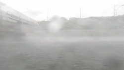 Car driving at rainy day - side view - 4K Stock Footage