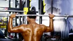 Shoulder Exercise in the Gym Stock Footage