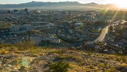 El Paso TX and Ciudad de Juarez Chijuajua sunset Stock Footage