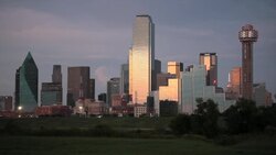 Dallas, Texas, USA, city skyline, dusk Stock Footage