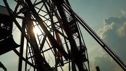 Roller Coaster at Playground Under Sunlight Stock Footage