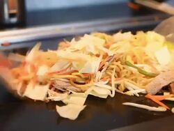 HD:Chef cooking Japanese Fried Noodle "YAKISOBA". Stock Footage