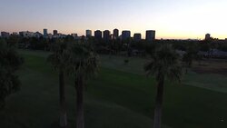 Drone aerials of Phoenix city skyline News Clip