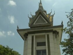 Tilt Down Memorial Killing Fields Phnom Penh Cambodia  Stock Footage