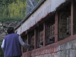 Buddhist prayer wheels. Stock Footage