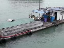 MS Shot of Tanker in Halong Bay / Halong Bay, Vietnam  Stock Footage