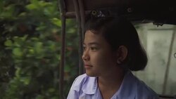M/S Myanmar teenage girl in the school bus Stock Footage