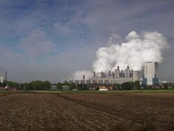 CRANE DOWN: Coal fired Power Station Stock Footage