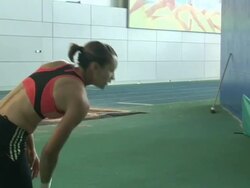 Jessica Ennis Shot Put training Stock Footage