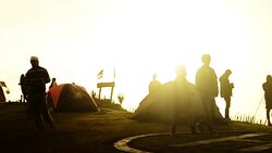 siluate of tourist at view point in doi angkhan mountrain, chiangmai Thailand Stock Footage