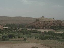 A vast, still scene of an old world of rustic houses set amongst the Moroccan landscape. Stock Footage