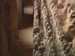 Terracotta Army, side view, Museum of Qin, Xian, China Stock Footage
