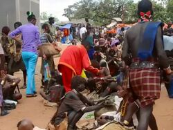 MS Market with Bena native women selling to locals / Dimeka, Ethiopia Stock Footage