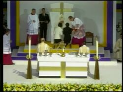 Faithful leaving mass with Pope Benedict XVI at Yankee stadium News Clip