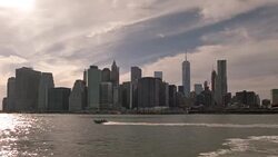 New York city and a boat Stock Footage