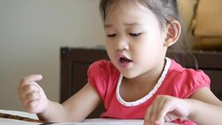 Little Girl Practices Reading Book Stock Footage