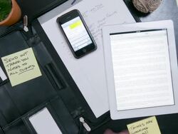 Business man uses electronic devices at work Stock Footage