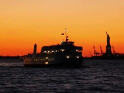 Liberty Island in dawn Stock Footage