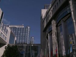 MS Shot of European Parliament / Brussels, Belgium Stock Footage