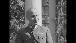 Close-ups of Chiang Kai-Shek, Franklin D. Roosevelt, and Winston Churchill at Cairo Conference photo session News Clip