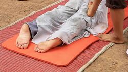 Thai Local Massage by using foot Stock Footage