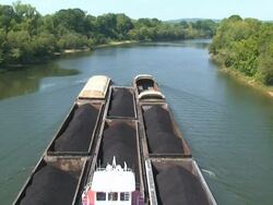 Tug Boat and Barges Stock Footage