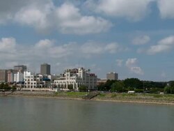 New Orleans French Quarter from river point-of-view Stock Footage