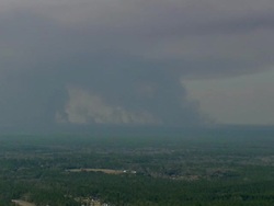 AERIAL WS Smoke in Econfina state park / Florida, United States Stock Footage